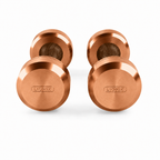 LIONIX ASTERON luxury dumbbell pair in rose gold finish with walnut wood handles