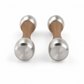 LIONIX ASTERON luxury Punchbell Pair in brushed silver finish with walnut wood handles