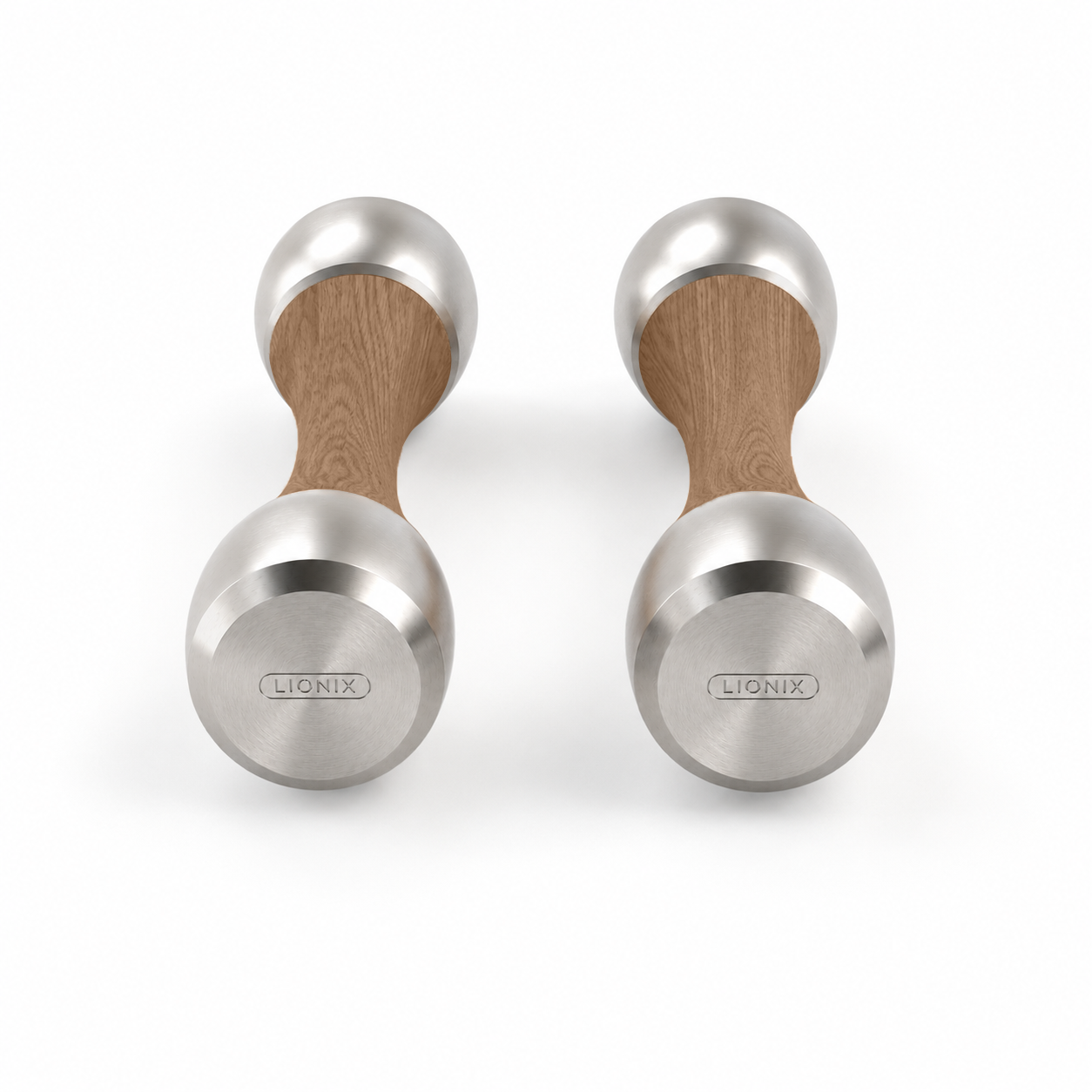 LIONIX ASTERON luxury Punchbell Pair in brushed silver finish with walnut wood handles