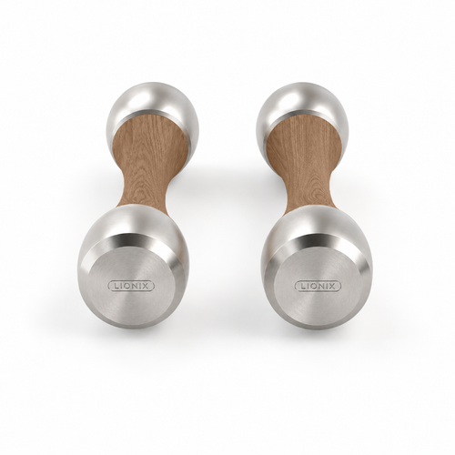 LIONIX ASTERON luxury Punchbell Pair in brushed silver finish with walnut wood handles