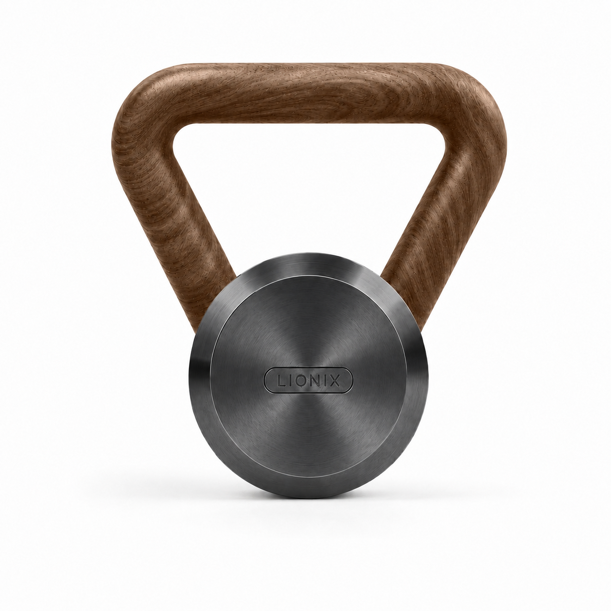 LIONIX ASTERON luxury kettlebell in matte black finish with walnut handle