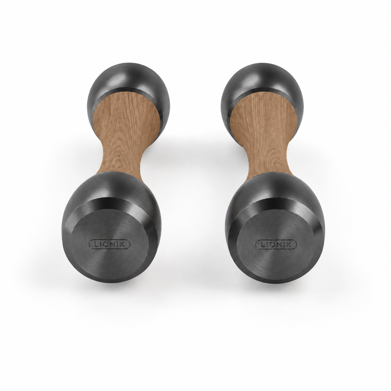 LIONIX ASTERON luxury Punchbell Pair in matte black finish with walnut wood handles