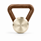 LIONIX ASTERON luxury kettlebell in titanium gold finish with walnut handle