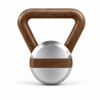 LIONIX AXIS luxury kettlebell in brushed silver finish with walnut handle