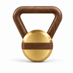 LIONIX AXIS luxury kettlebell in champagne gold finish with walnut handle