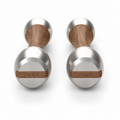LIONIX AXIS luxury Punchbell Pair in brushed silver finish with walnut wood handles