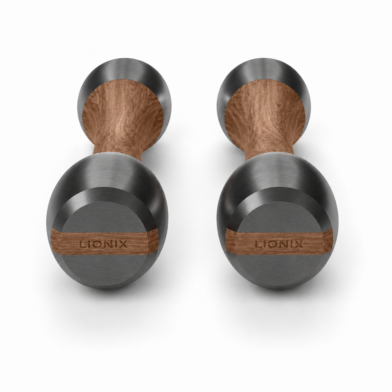 LIONIX AXIS luxury Punchbell Pair in matte black finish with walnut wood handles