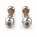 LIONIX CAELON luxury Punchbell Pair in brushed silver finish with walnut wood handles