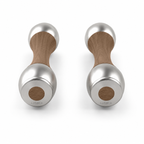 LIONIX CAELON luxury Punchbell Pair in brushed silver finish with walnut wood handles