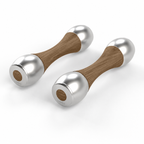 LIONIX CAELON luxury Punchbell Pair in brushed silver finish with walnut wood handles