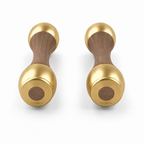 LIONIX CAELON luxury Punchbell Pair in champagne gold finish with walnut wood handles