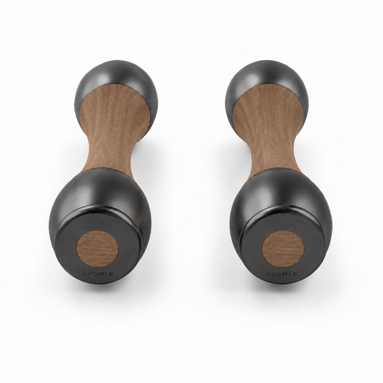 LIONIX CAELON luxury Punchbell Pair in matte black finish with walnut wood handles