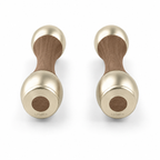LIONIX CAELON luxury Punchbell Pair in titanium gold finish with walnut wood handles