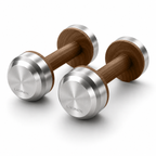 LIONIX EIDON luxury dumbbell pair in brushed silver finish with walnut wood handles