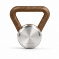 LIONIX EIDON luxury kettlebell in brushed silver finish with walnut handle