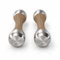 LIONIX EIDON luxury Punchbell Pair in brushed silver finish with walnut wood handles