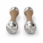LIONIX EIDON luxury Punchbell Pair in brushed silver finish with walnut wood handles
