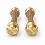 LIONIX EIDON luxury Punchbell Pair in champagne gold finish with walnut wood handles