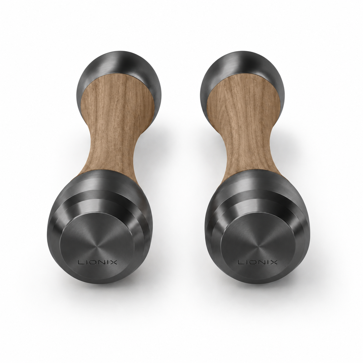 LIONIX EIDON luxury Punchbell Pair in matte black finish with walnut wood handles