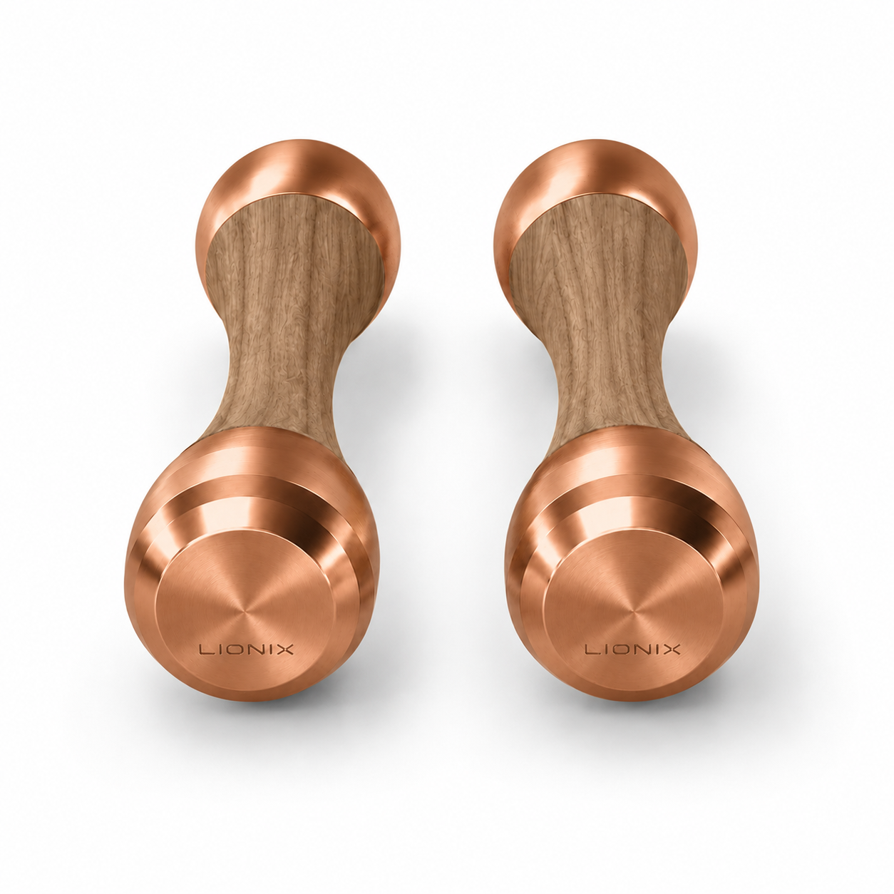 LIONIX EIDON luxury Punchbell Pair in rose gold finish with walnut wood handles