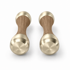 LIONIX EIDON luxury Punchbell Pair in titanium gold finish with walnut wood handles
