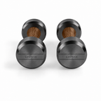 LIONIX LYRON luxury dumbbell pair in matte black finish with walnut wood handles
