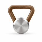 LIONIX LYRON luxury kettlebell in brushed silver finish with walnut handle