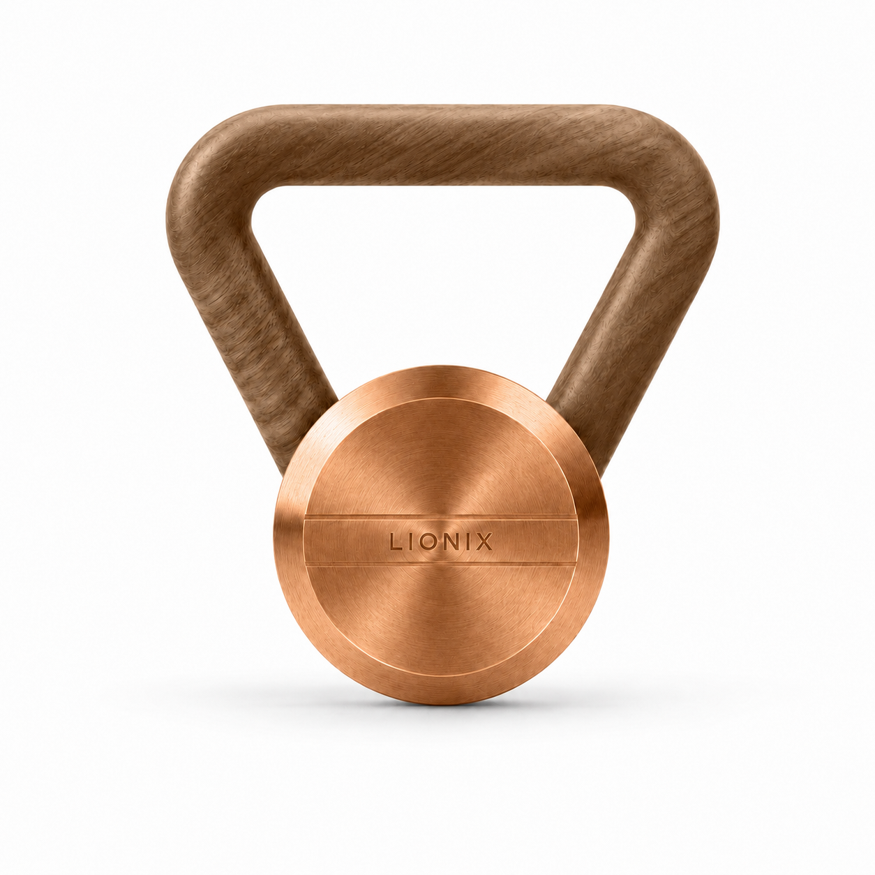 LIONIX LYRON luxury kettlebell in rose gold finish with walnut handle
