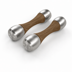 LIONIX LYRON luxury Punchbell Pair in brushed silver finish with walnut wood handles