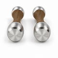 LIONIX LYRON luxury Punchbell Pair in brushed silver finish with walnut wood handles