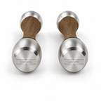 LIONIX LYRON luxury Punchbell Pair in brushed silver finish with walnut wood handles