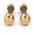LIONIX LYRON luxury Punchbell Pair in champagne gold finish with walnut wood handles