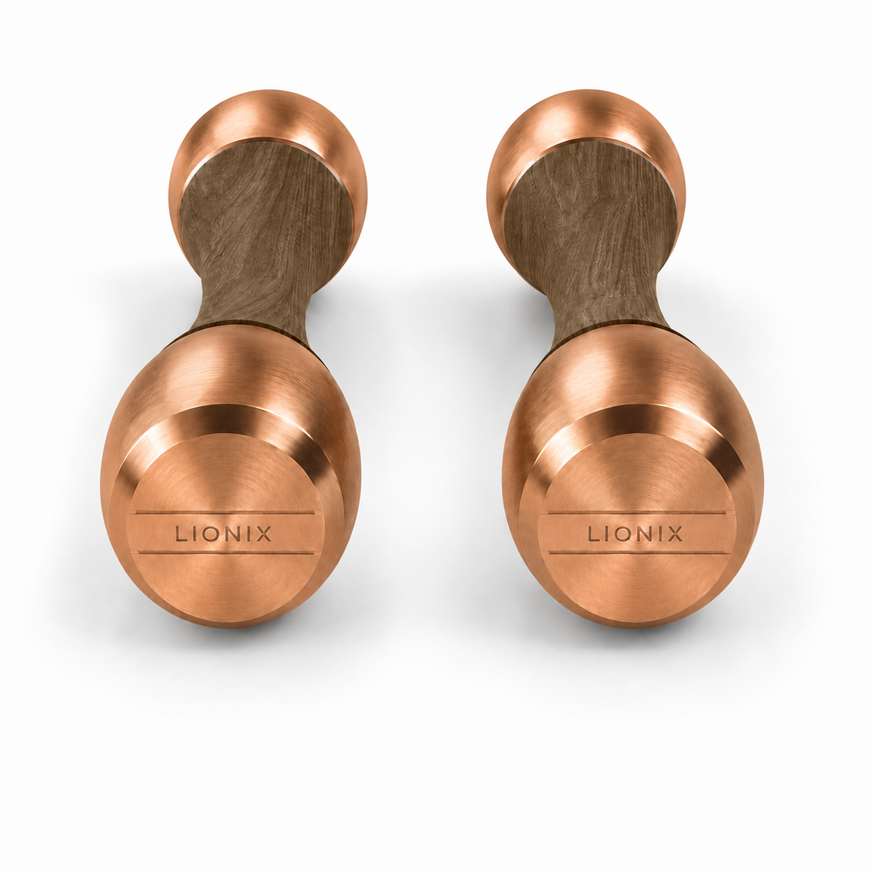 LIONIX LYRON luxury Punchbell Pair in rose gold finish with walnut wood handles