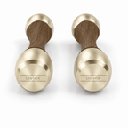 LIONIX LYRON luxury Punchbell Pair in titanium gold finish with walnut wood handles