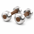 LIONIX ORON luxury dumbbell pair in brushed silver finish with walnut wood handles