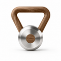LIONIX ORON luxury kettlebell in brushed silver finish with walnut handle