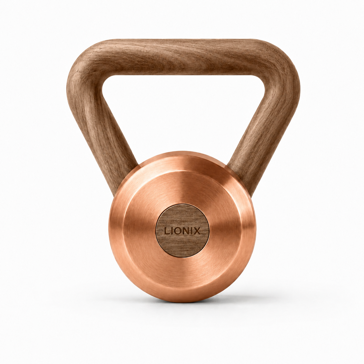LIONIX ORON luxury kettlebell in rose gold finish with walnut handle
