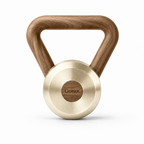 LIONIX ORON luxury kettlebell in titanium gold finish with walnut handle