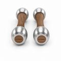LIONIX ORON luxury Punchbell Pair in brushed silver finish with walnut wood handles