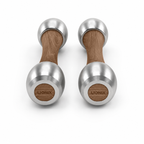 LIONIX ORON luxury Punchbell Pair in brushed silver finish with walnut wood handles