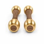 LIONIX ORON luxury Punchbell Pair in champagne gold finish with walnut wood handles