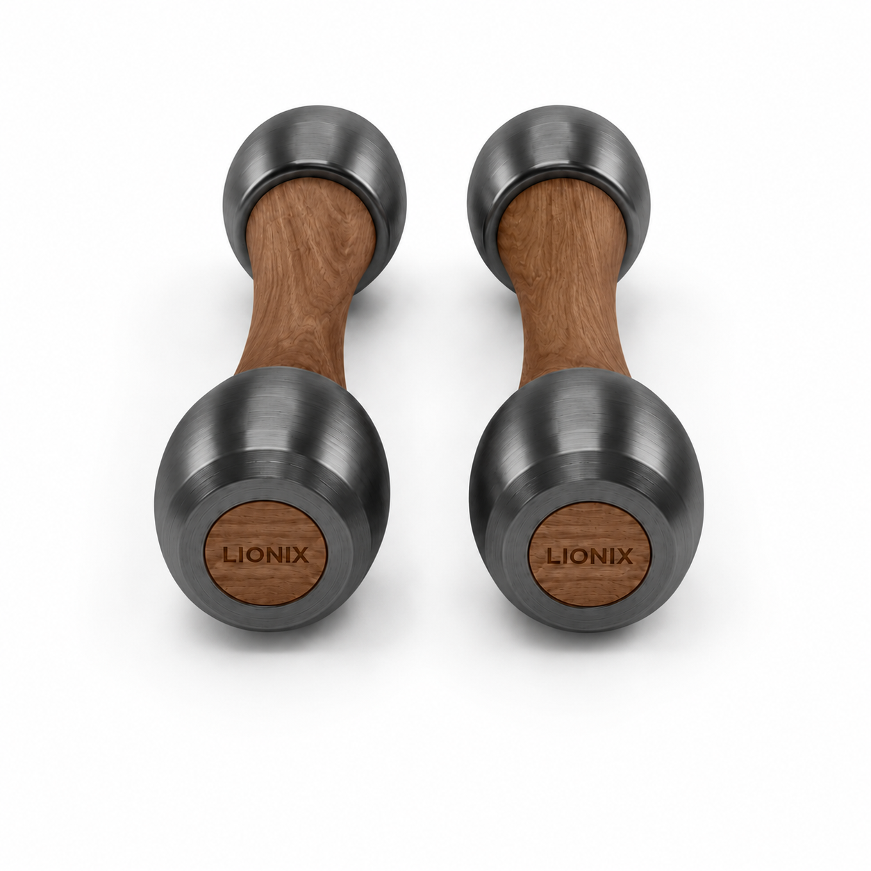 LIONIX ORON luxury Punchbell Pair in matte black finish with walnut wood handles