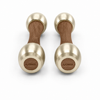 LIONIX ORON luxury Punchbell Pair in titanium gold finish with walnut wood handles