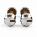 LIONIX ORVIAN luxury dumbbell pair in brushed silver finish with walnut wood handles