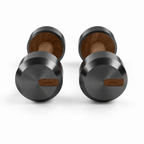 LIONIX ORVIAN luxury dumbbell pair in matte black finish with walnut wood handles