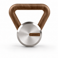 LIONIX ORVIAN luxury kettlebell in brushed silver finish with walnut handle