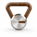 LIONIX ORVIAN luxury kettlebell in brushed silver finish with walnut handle
