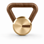 LIONIX ORVIAN luxury kettlebell in champagne gold finish with walnut handle