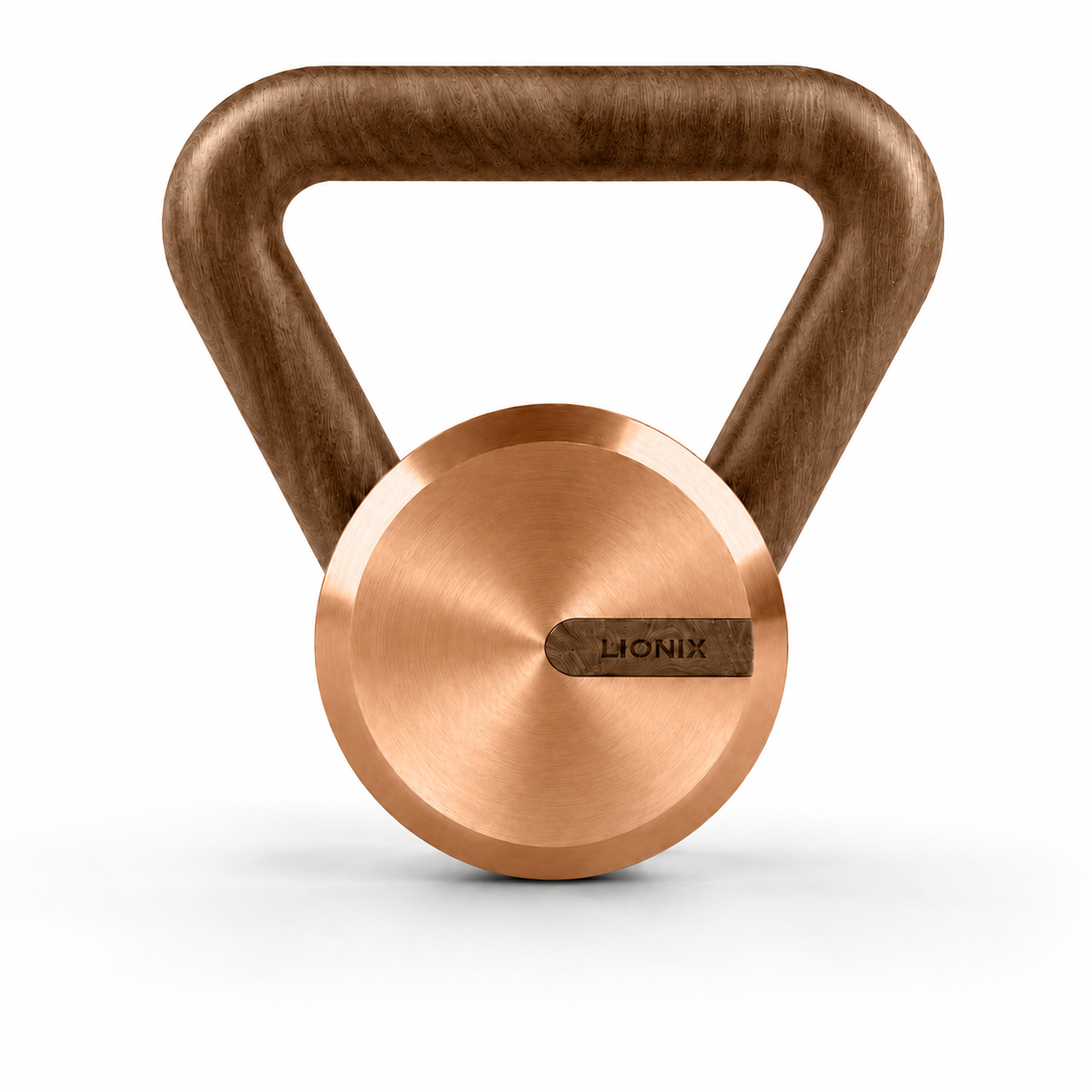 LIONIX ORVIAN luxury kettlebell in rose gold finish with walnut handle