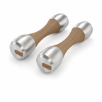 LIONIX ORVIAN luxury Punchbell Pair in brushed silver finish with walnut wood handles